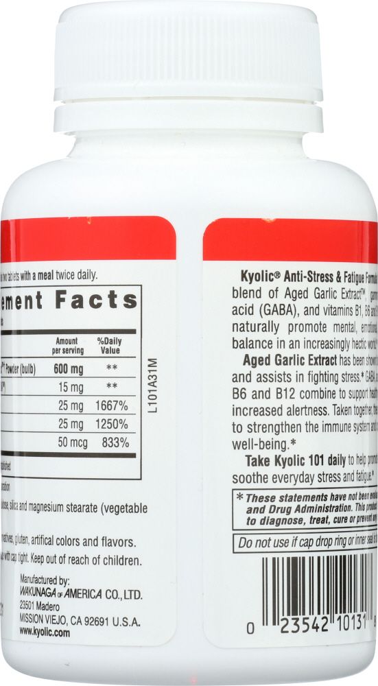KYOLIC: Aged Garlic Extract Stress and Fatigue Relief Formula 101, 100 Tablets