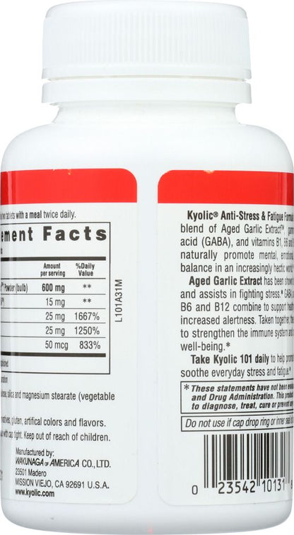 KYOLIC: Aged Garlic Extract Stress and Fatigue Relief Formula 101, 100 Tablets