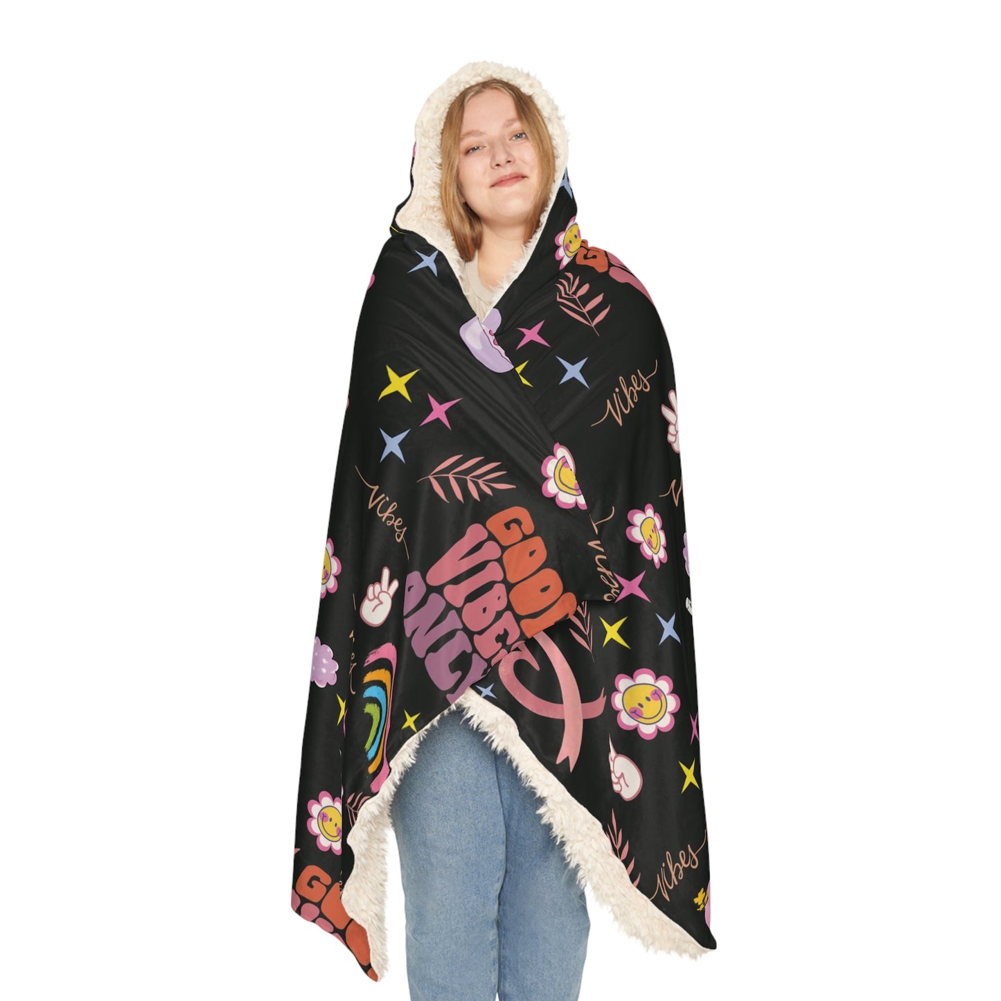 Cozy Blanket Hoodie , Warm and Soft for Adults , Trending Blanket, Unique Gift - Good Vibes Only