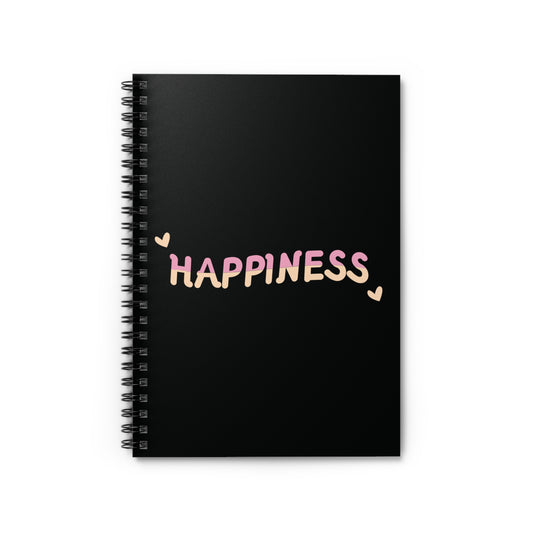 Happiness |  spiral notebook, school notebook, journal, lined notebook, Spiral Stationary, - Ruled Line